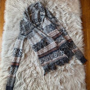 Abercrombie & Fitch Patterned Cowl Neck Sweater - Gray, Black, Brown